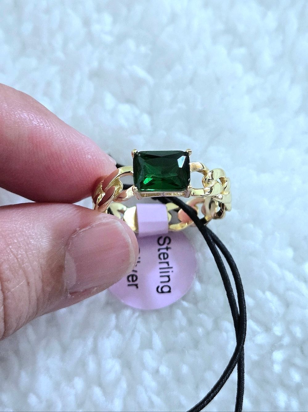✨️HP✨️ Rachel Zoe Gold💛 Chain⛓️ Link Ring💍 With Green Gemstone - NWT - Picture 15 of 16